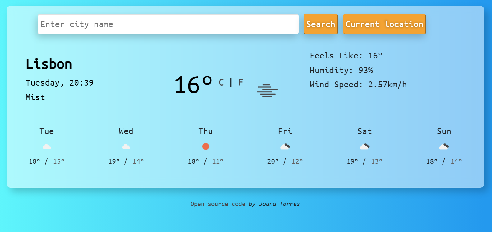 Weather-App: Vanilla-JS Preview
